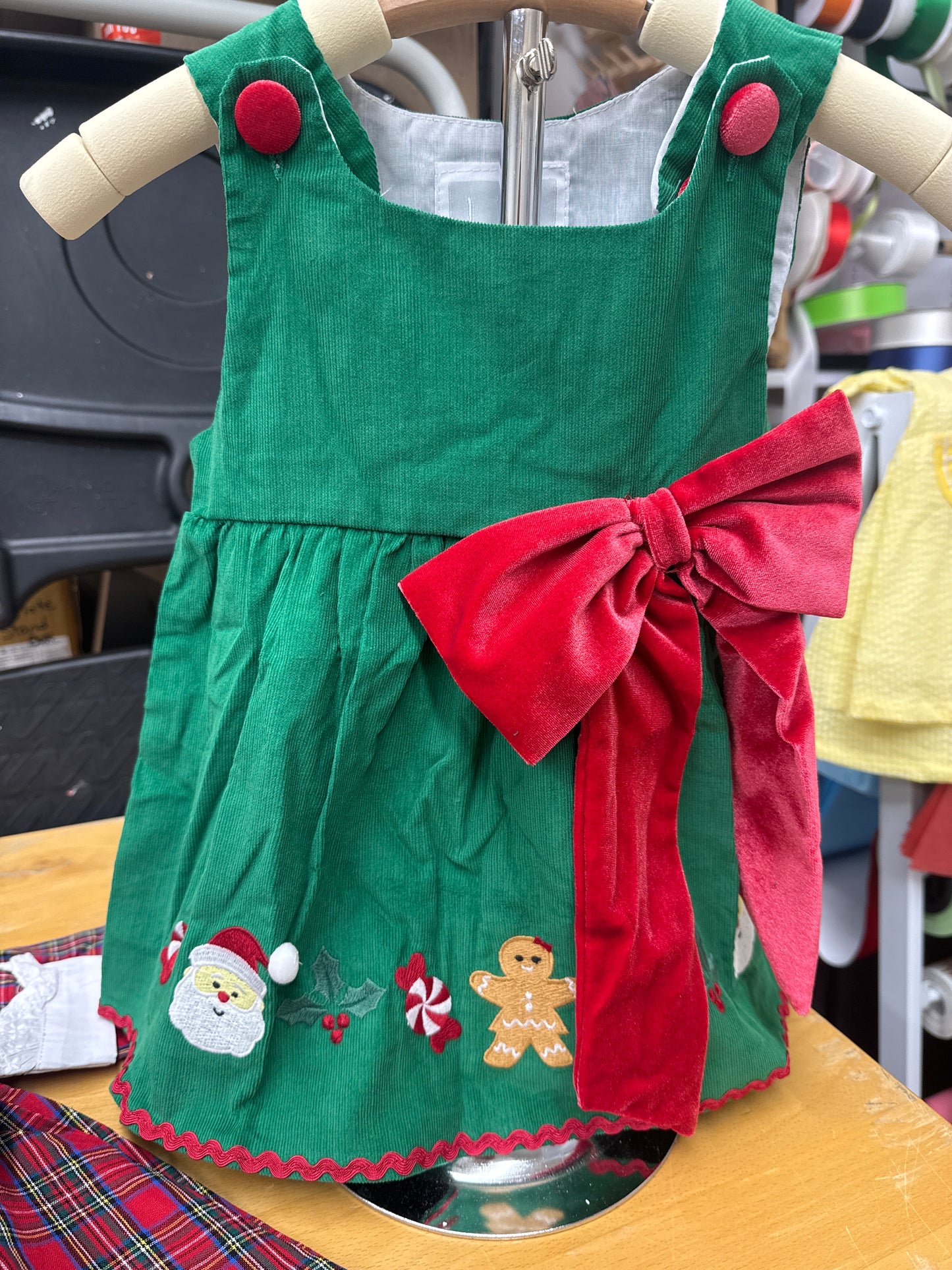 Green Corduroy Gingerbread Dress