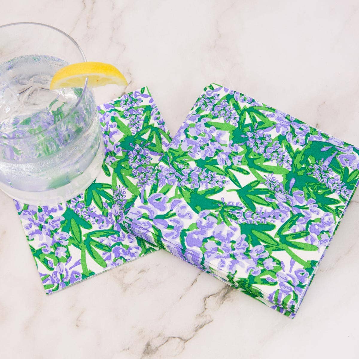 Blue Bonnet Cocktail Napkins Blue/Green/Purple 5"