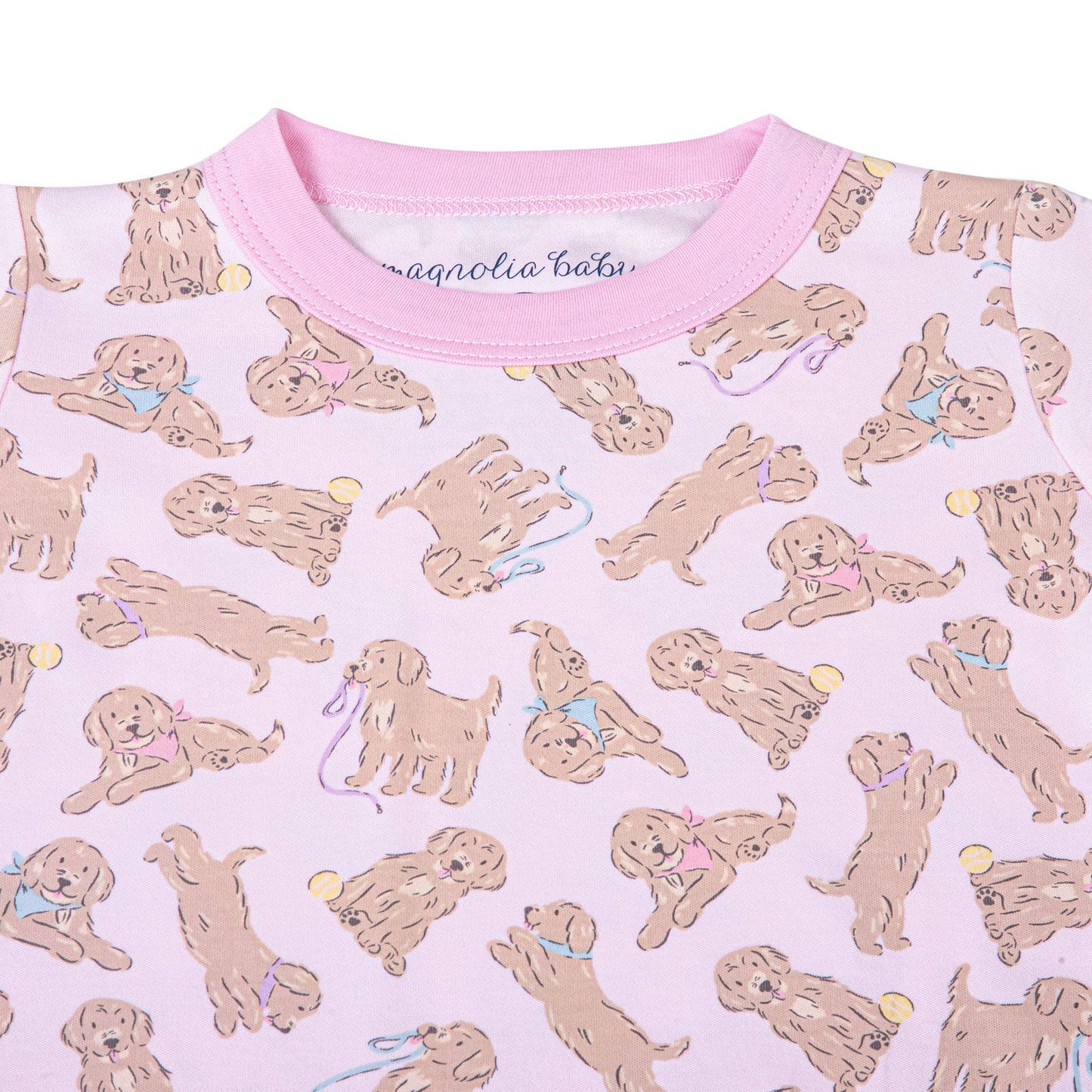 Golden Pup Long Pajamas - Pink