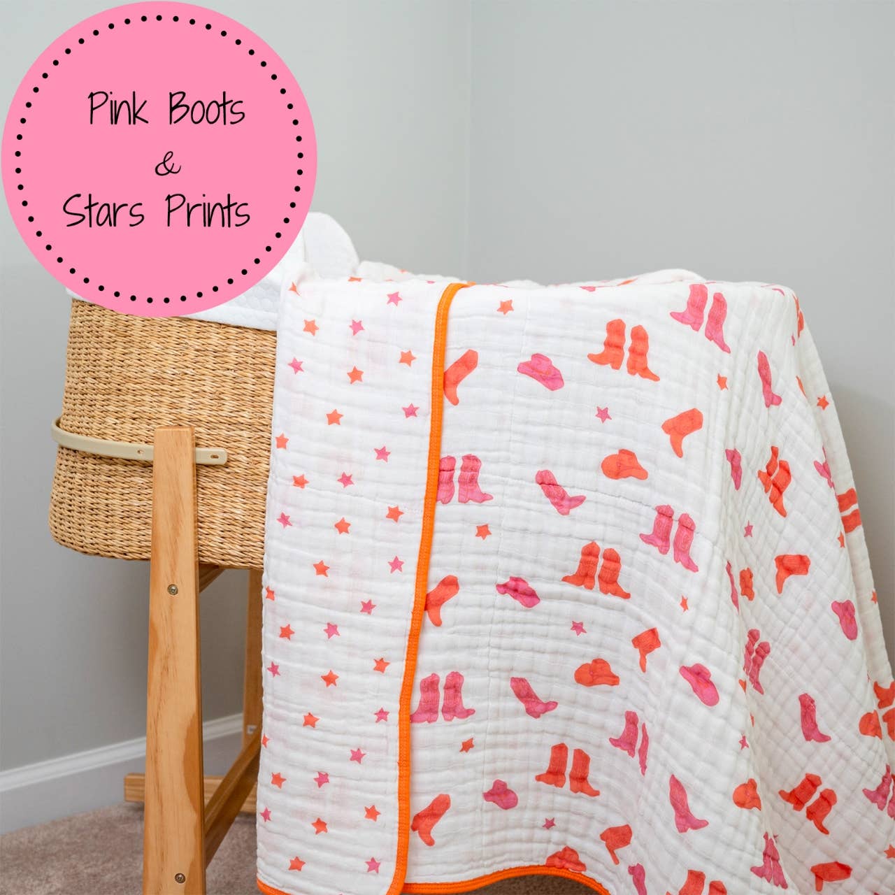 Life is Better in Pink Boot Baby Toddler Muslin Quilt