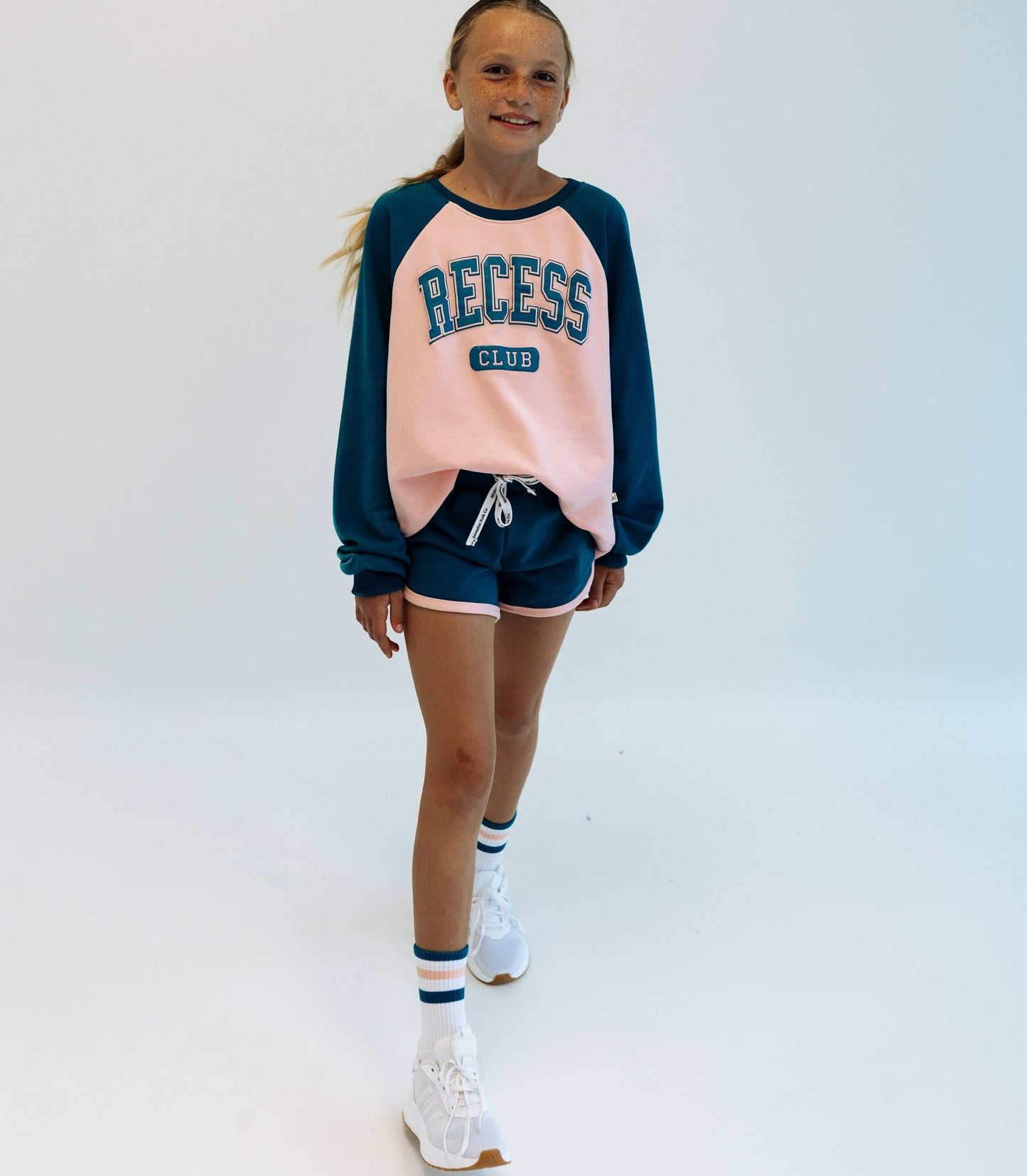 RECESS CLUB | DARK TEAL + PINK| oversized drop shoulder | KIDS