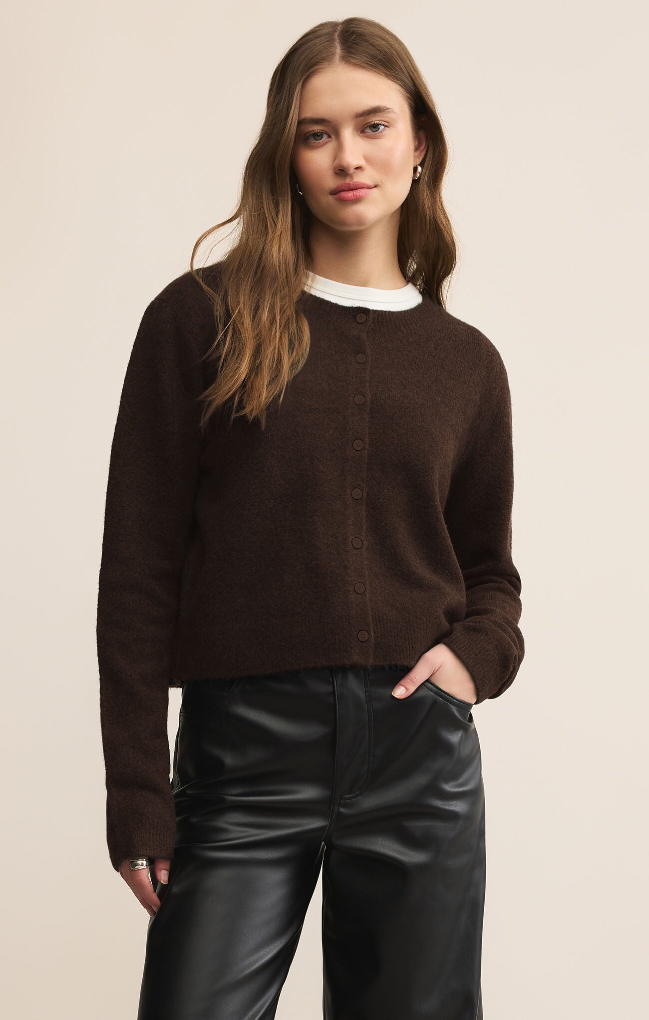 Z Supply Media Cardigan Chocolate Cherry