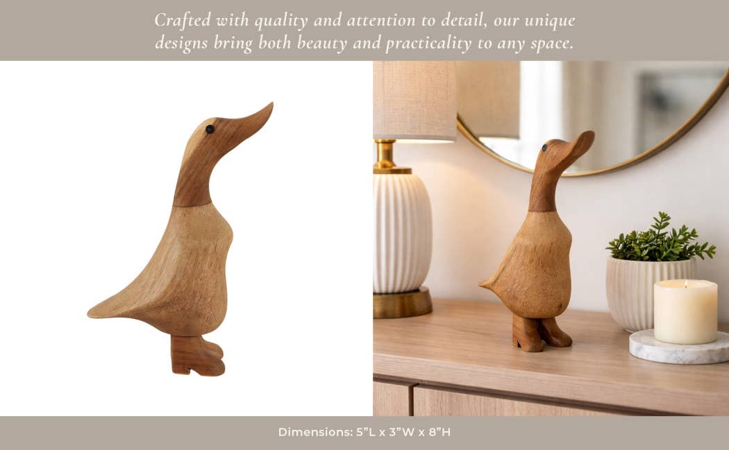 Decorative Figurine - Brown Wood Duck in Boots, 9 in.