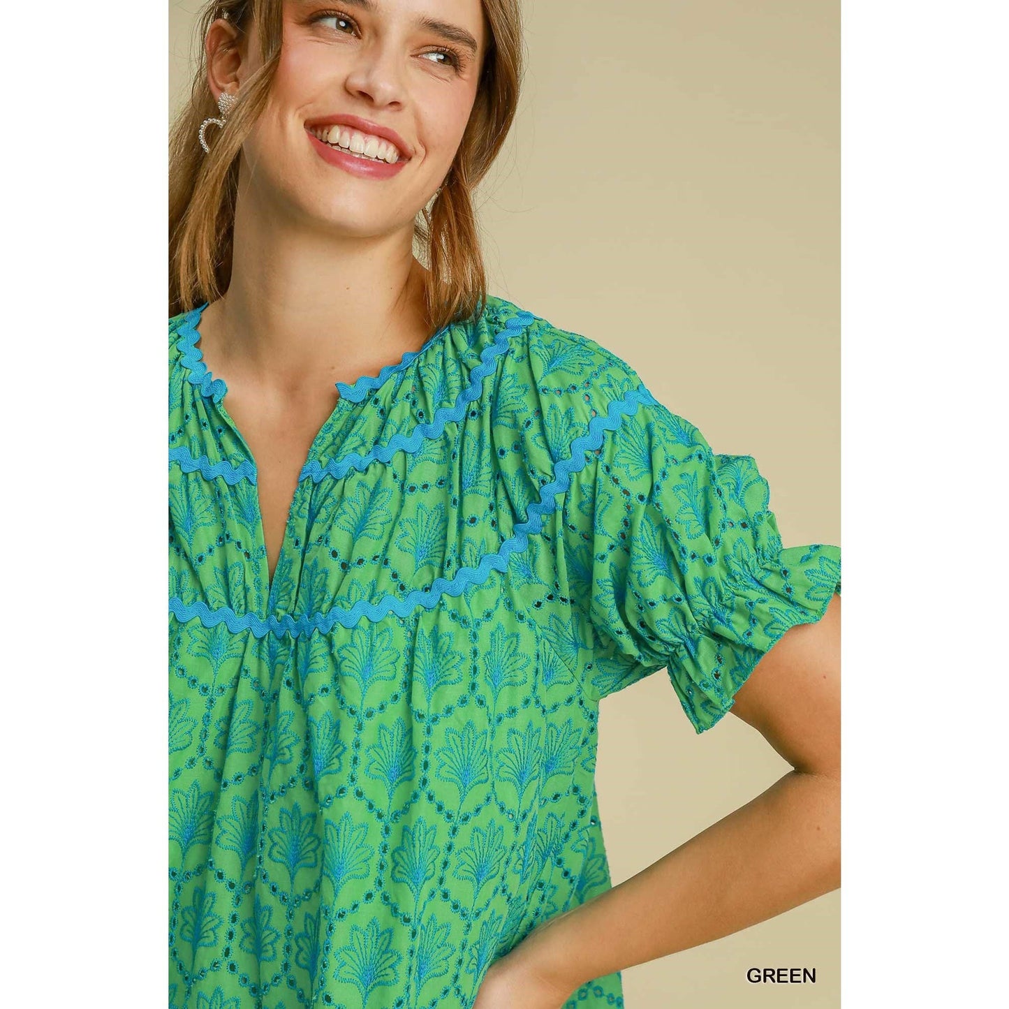 Ric Rac Trim Eyelet Mini Dress