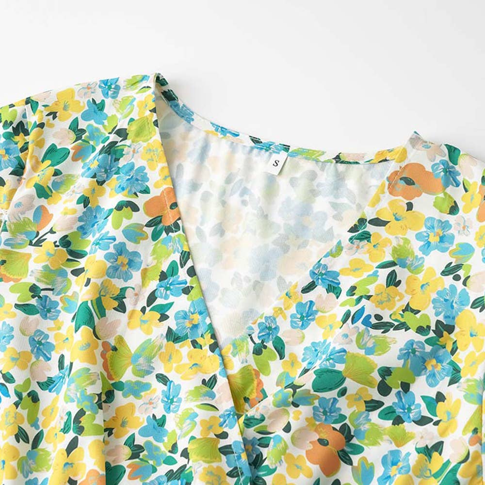 Floral Split V-neck Dress