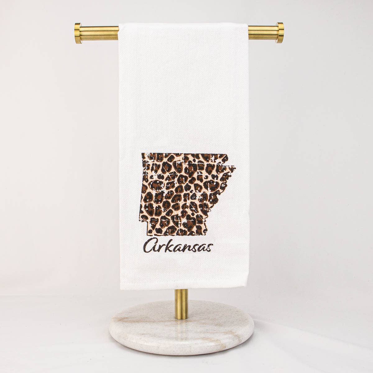 Arkansas Leopard Hand Towel White/Black/Tan 20x28