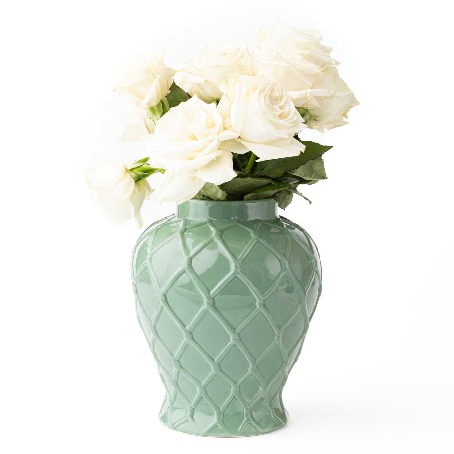 Green Textured Ginger Jar with Lid, Extra Large