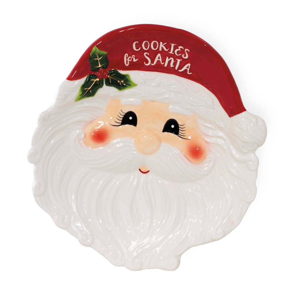 Holly & Ivy Santa Ceramic Cookie Christmas Plate