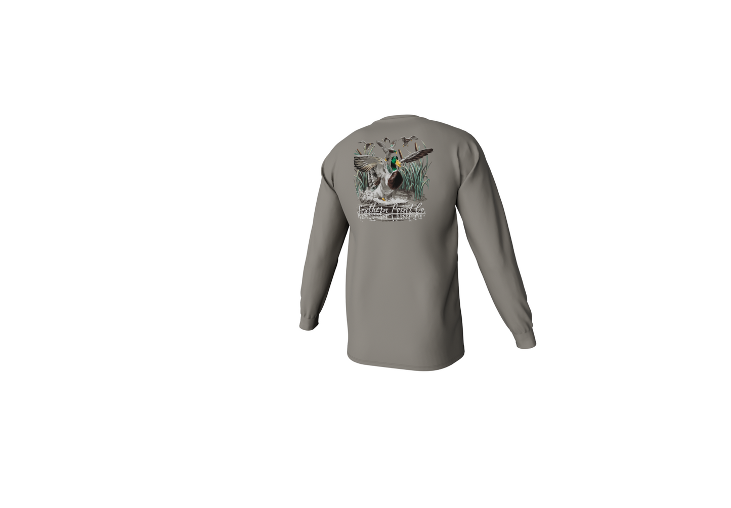 Cupped Ducks Long Sleeve Pocket Tee-Laurel Oak