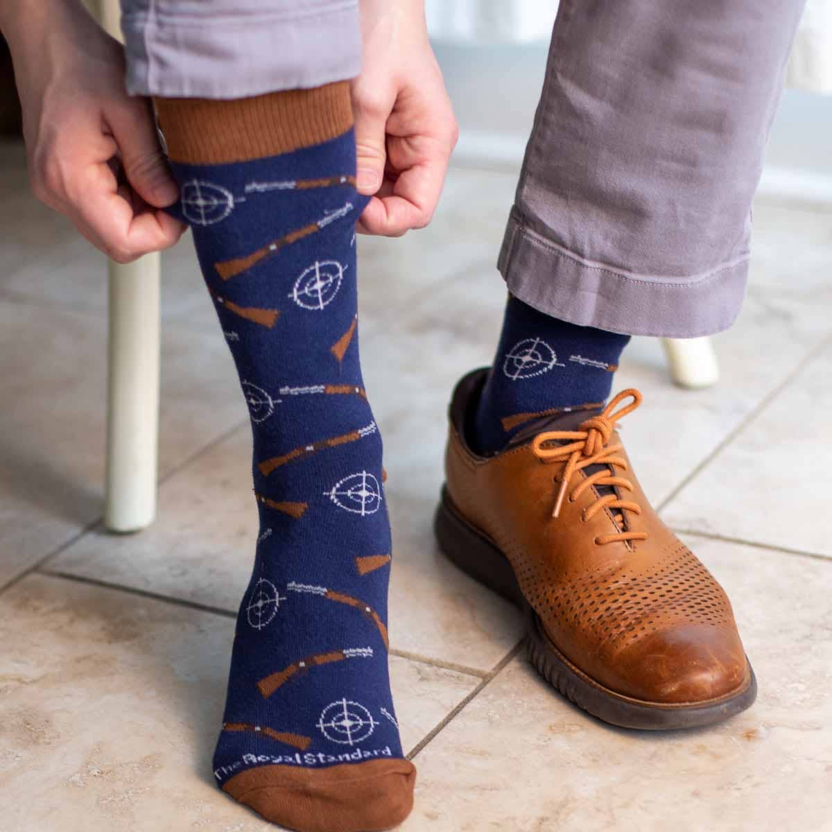 Men's Hunting Socks Navy/Brown One Size