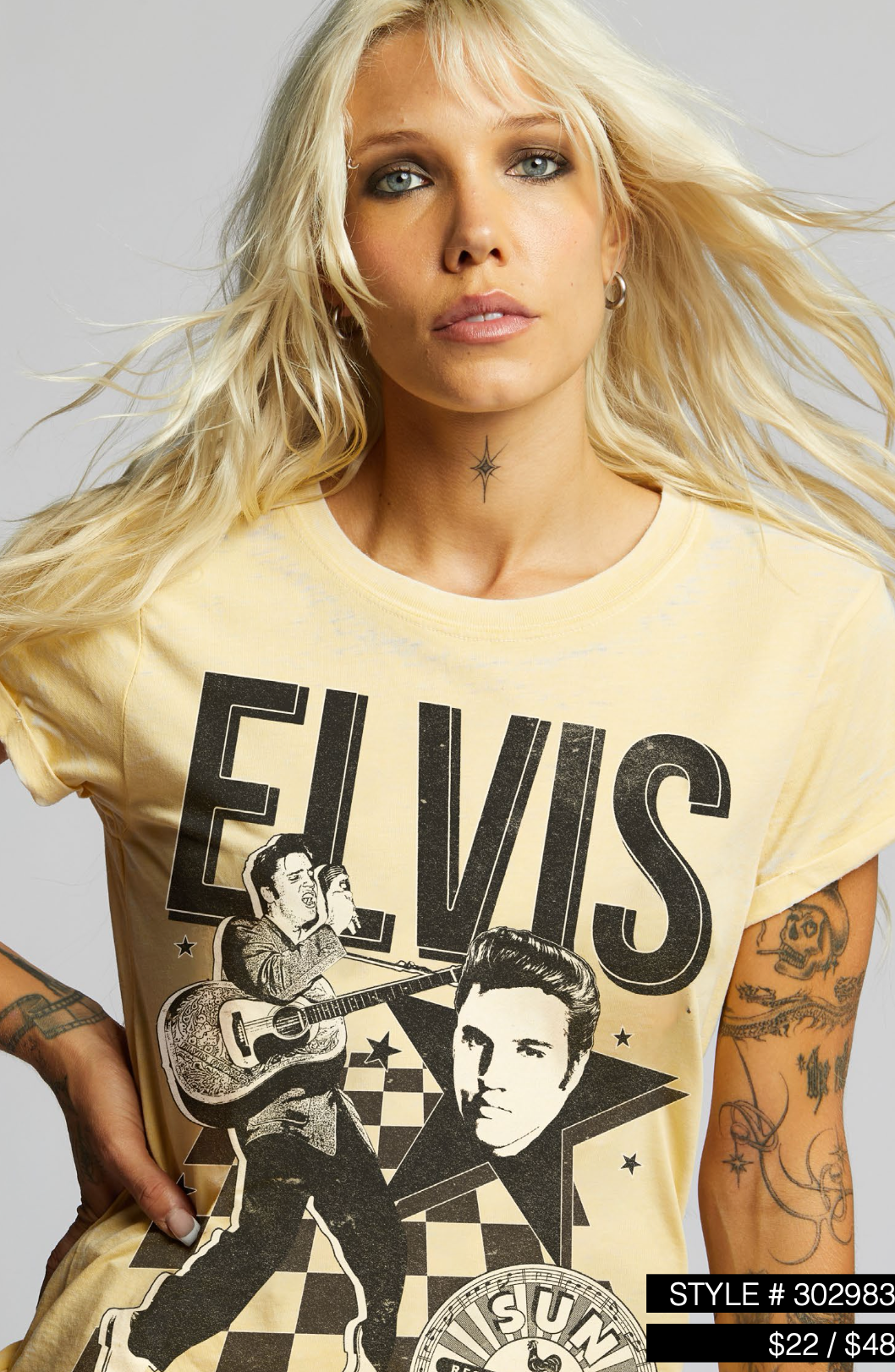 302983 - 228 Sun Record X Elvis Burn Out Tee