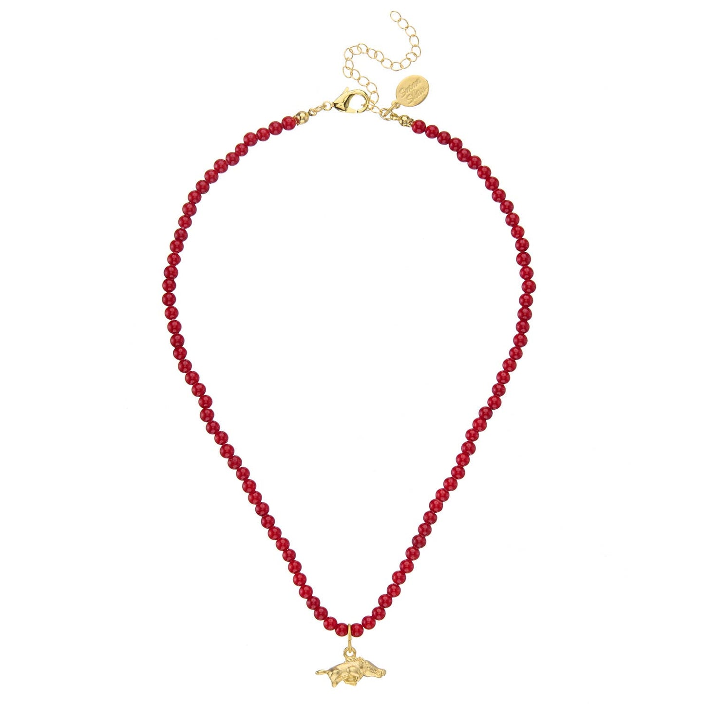 Mini Wild Boar on Red Coral Alys Necklace