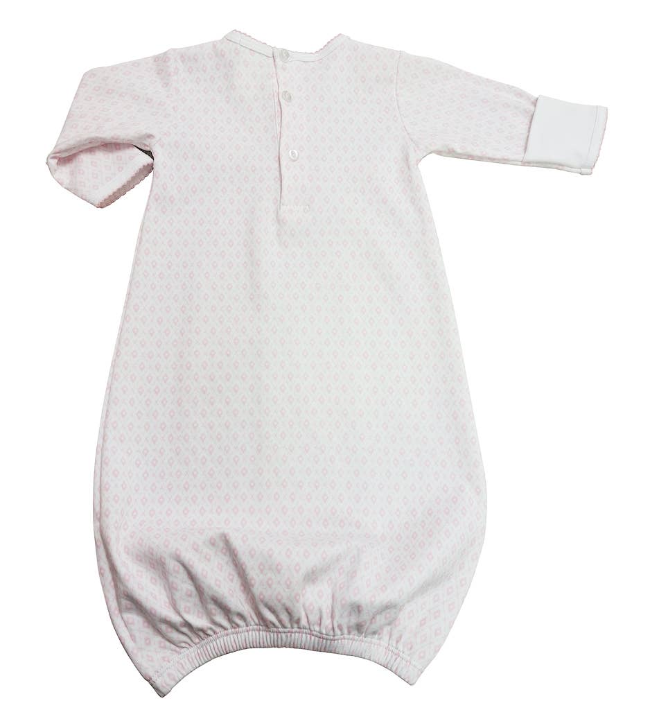 Pink Argyle with dot Baby Pima Cotton Daygown
