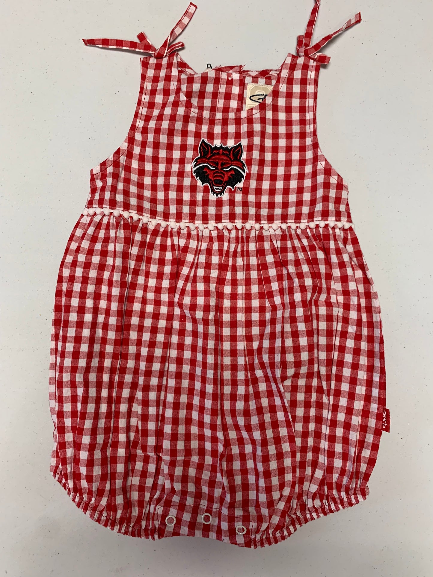 Red Gingham Red Wolf Bubble 12months