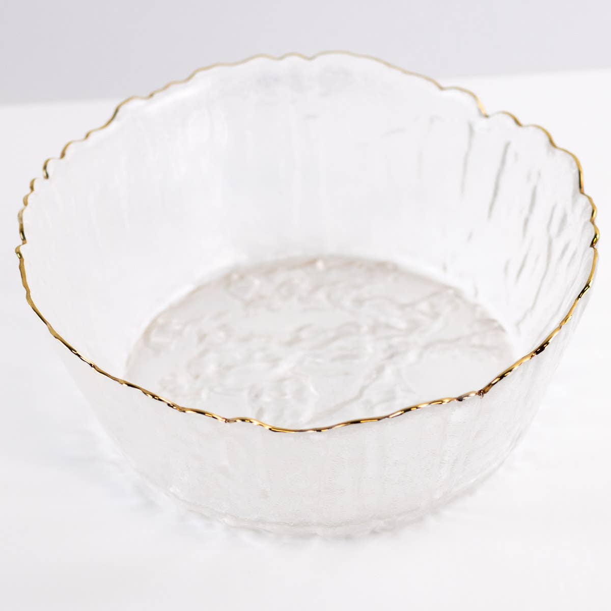 Marguerite Glass Serving Bowl Clear/Gold 8x3.5x8
