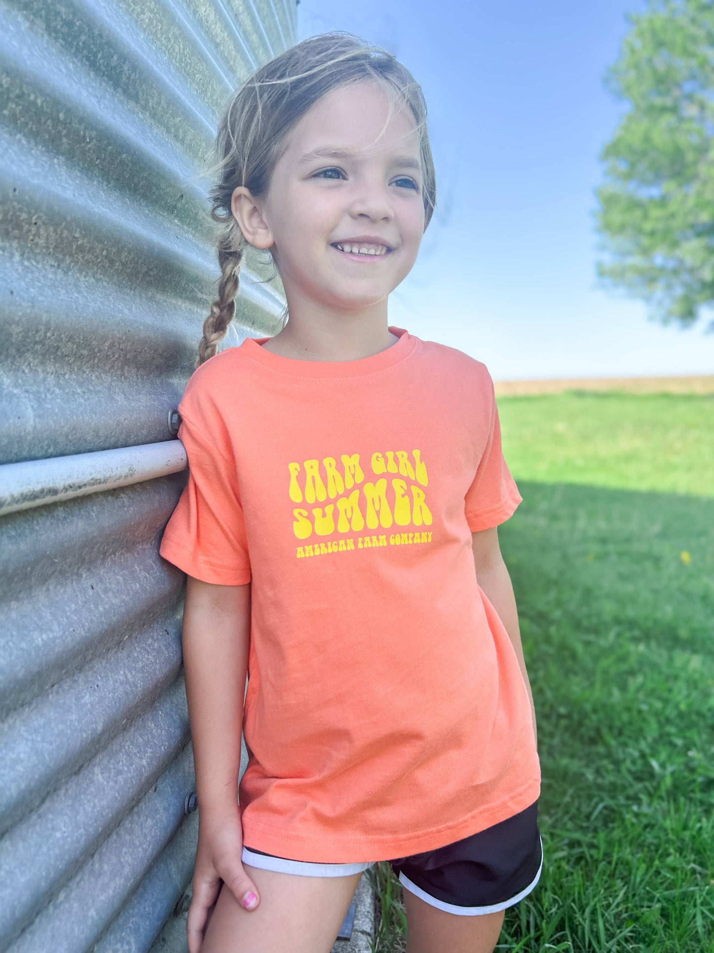'Farm Girl Summer' Coral Toddler/Youth Tee
