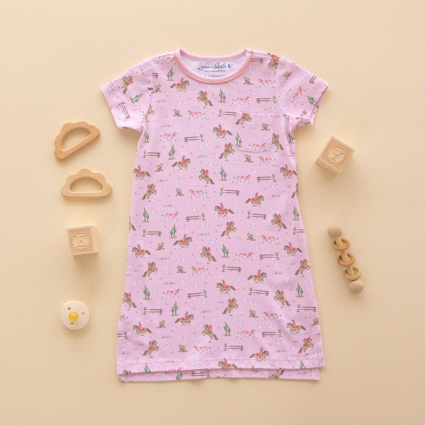 Little Wranglers Nightdress - Dusty Rose