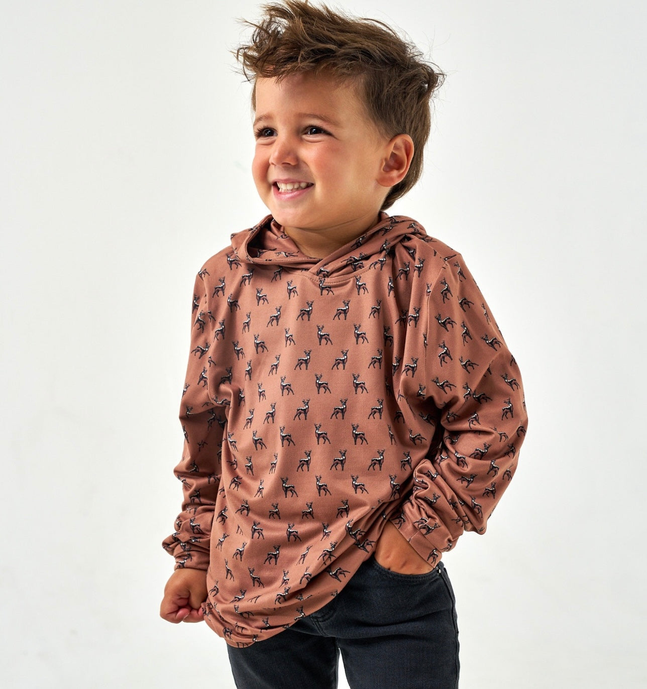 Burlebo Youth Performance Hoodie Whitetail Deer Brown