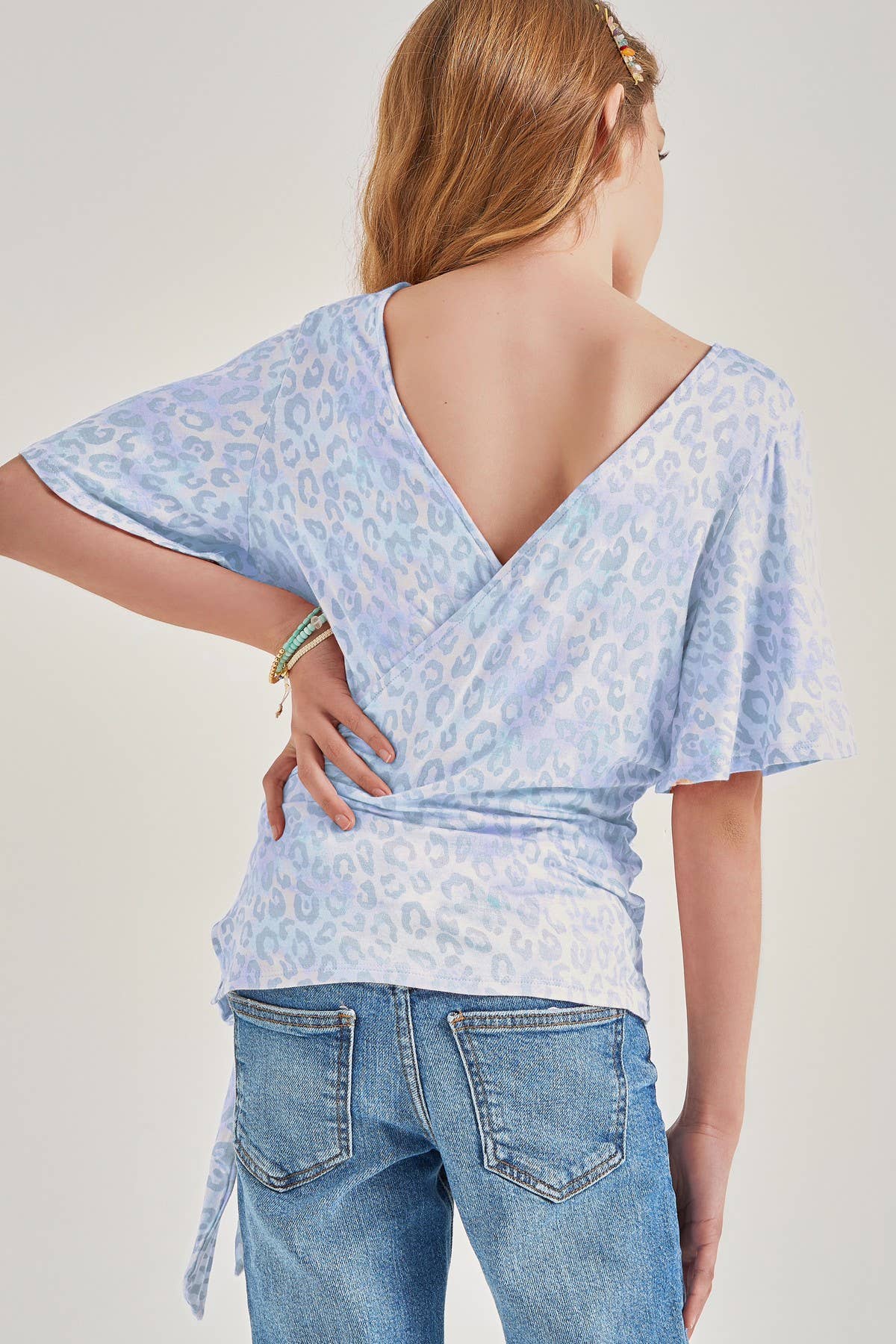 Waist Tie Open Back Wrap Top