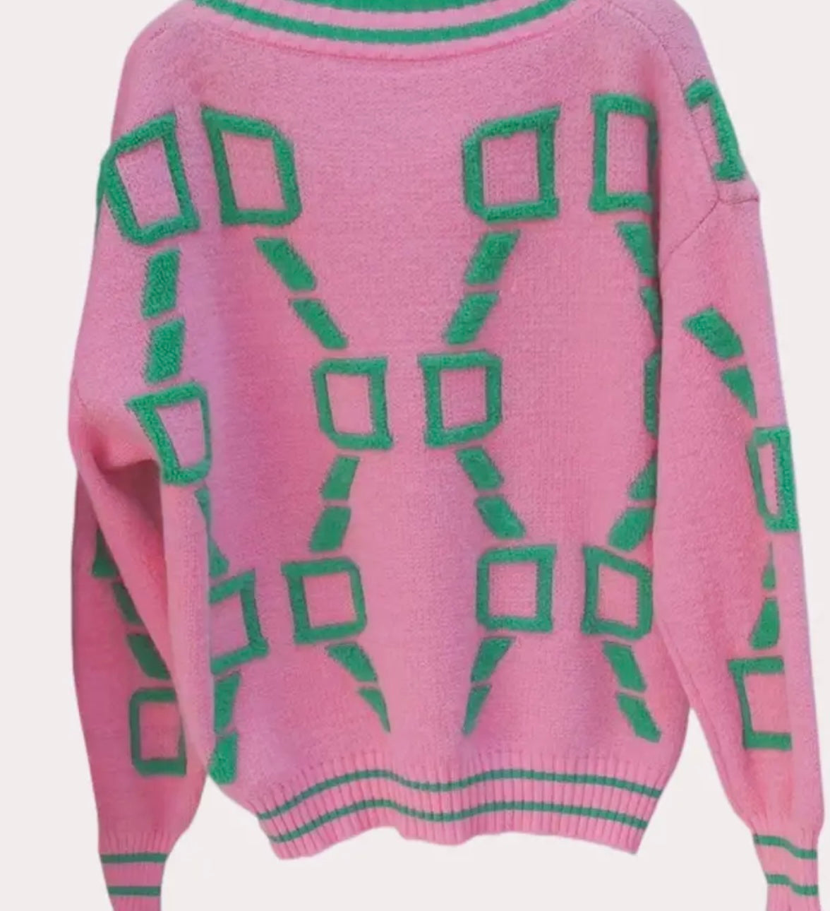 Pink & Green Knit Cardigan