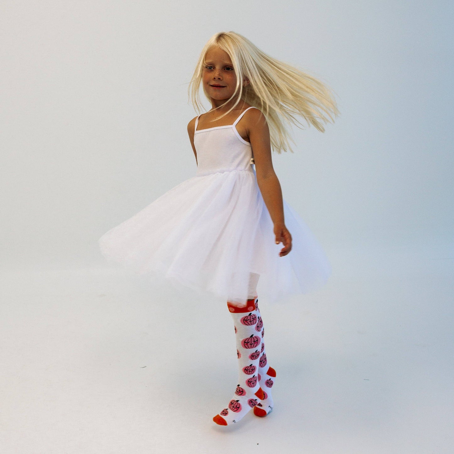 PUMPKIN + POLKA DOTS | knee high socks