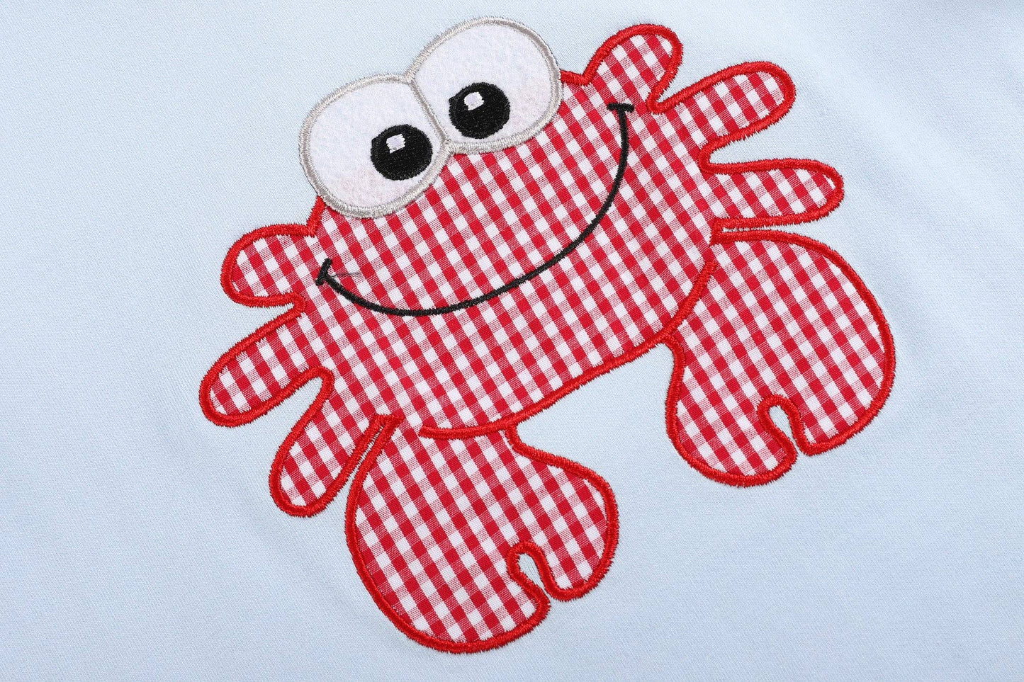 Blue Crab Shirt and Red Gingham Shorts Set