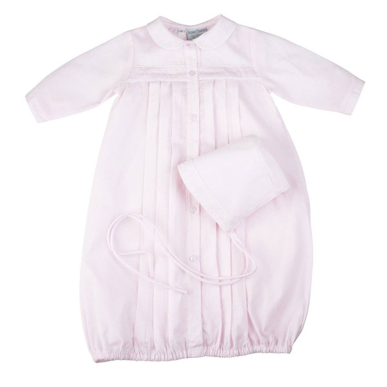 Preemie Girls Dot Embroidered Take Me Home Gown with Hat