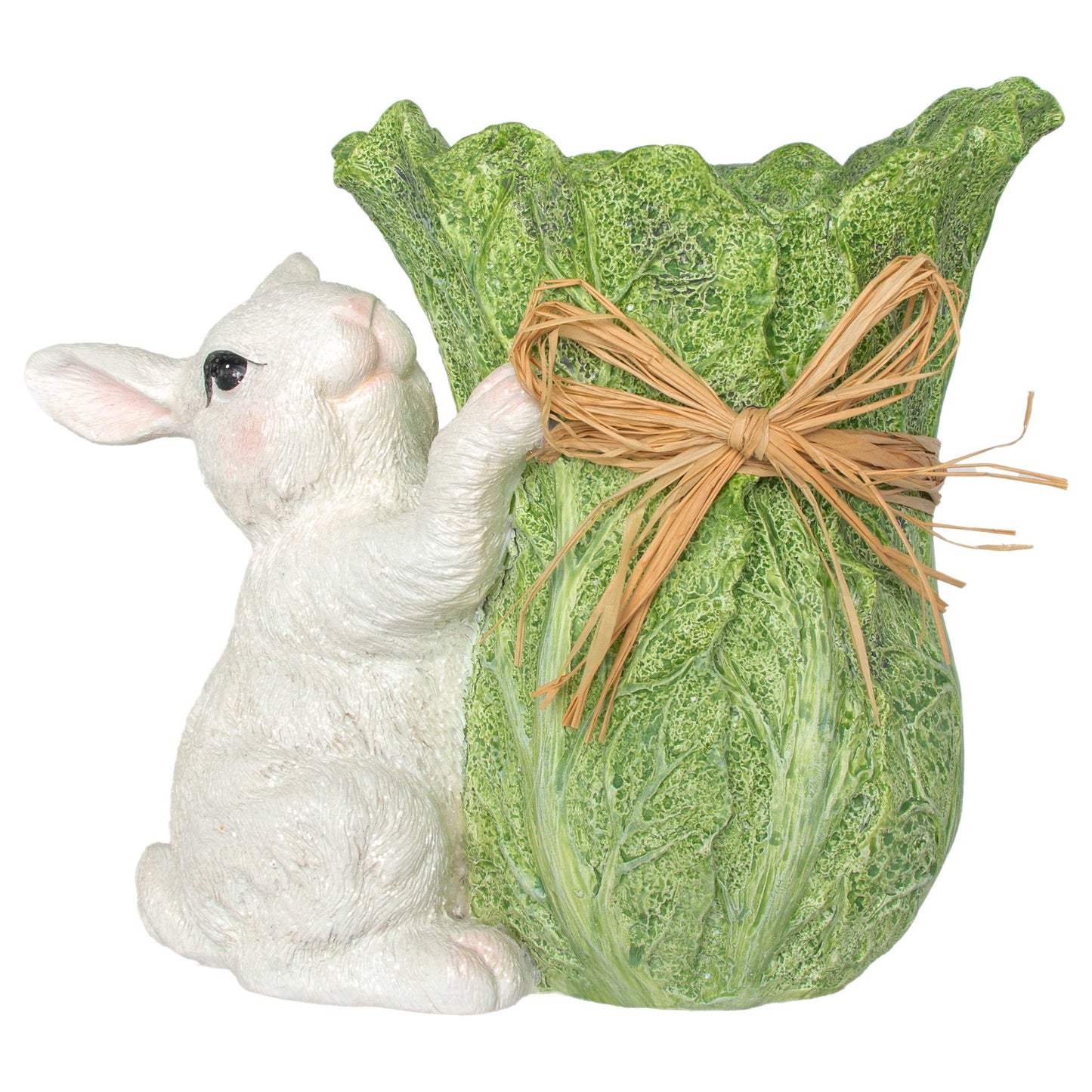 7.5" Tall Easter Bunny & Cabbage Resin Vase