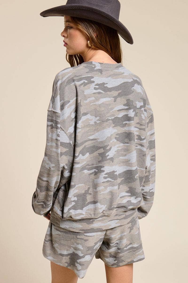 Retro Western Collage Graphic L/S French Terry Pullover