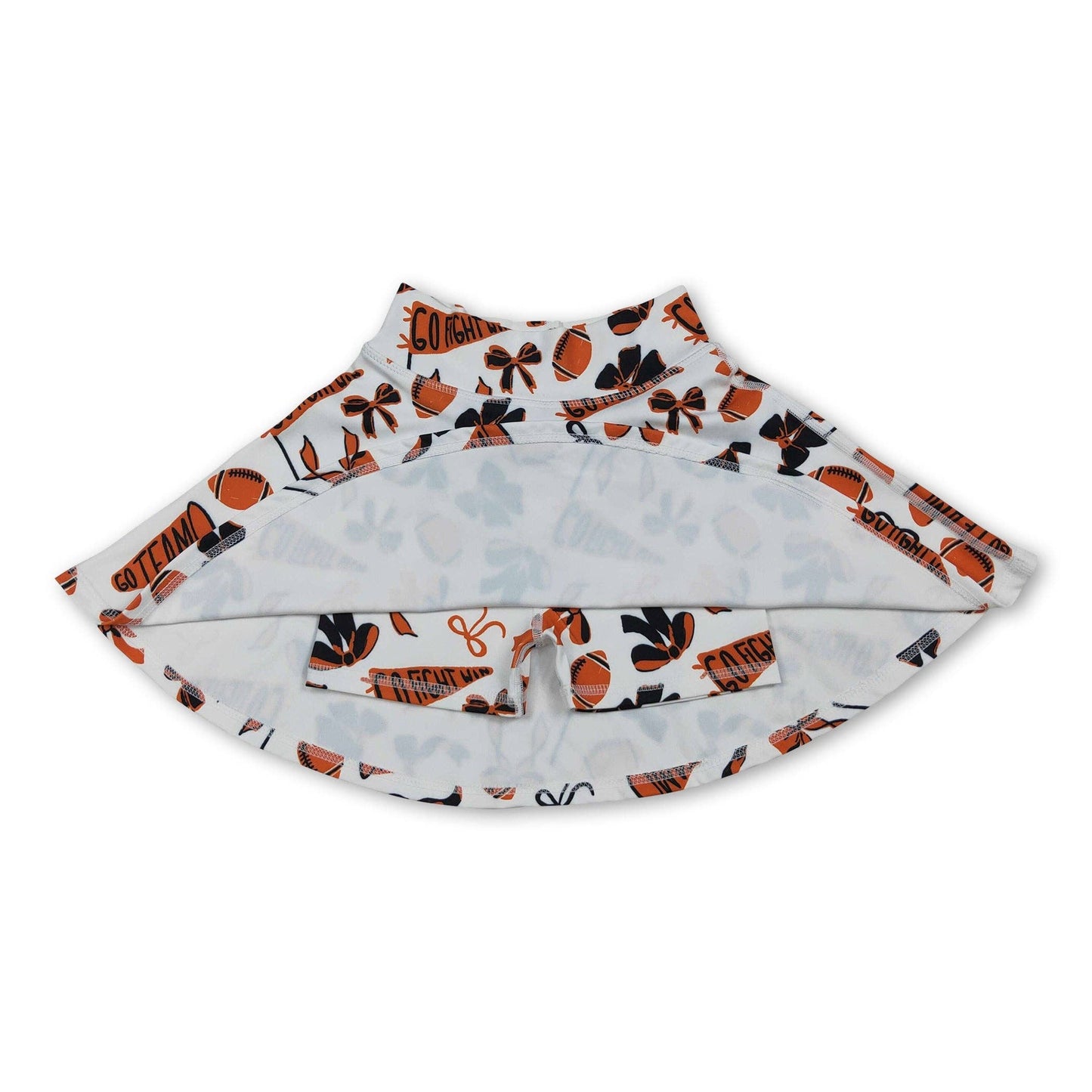 Orange bow football go team kids girls activewear skirt