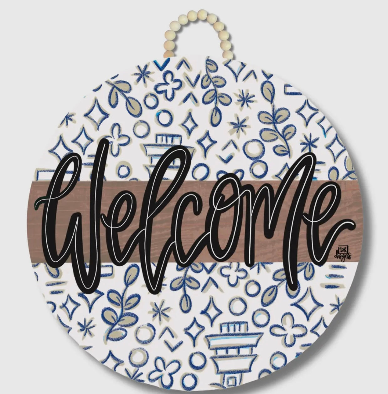 DK Mocha Chinoiserie Door Hanger “Welcome”