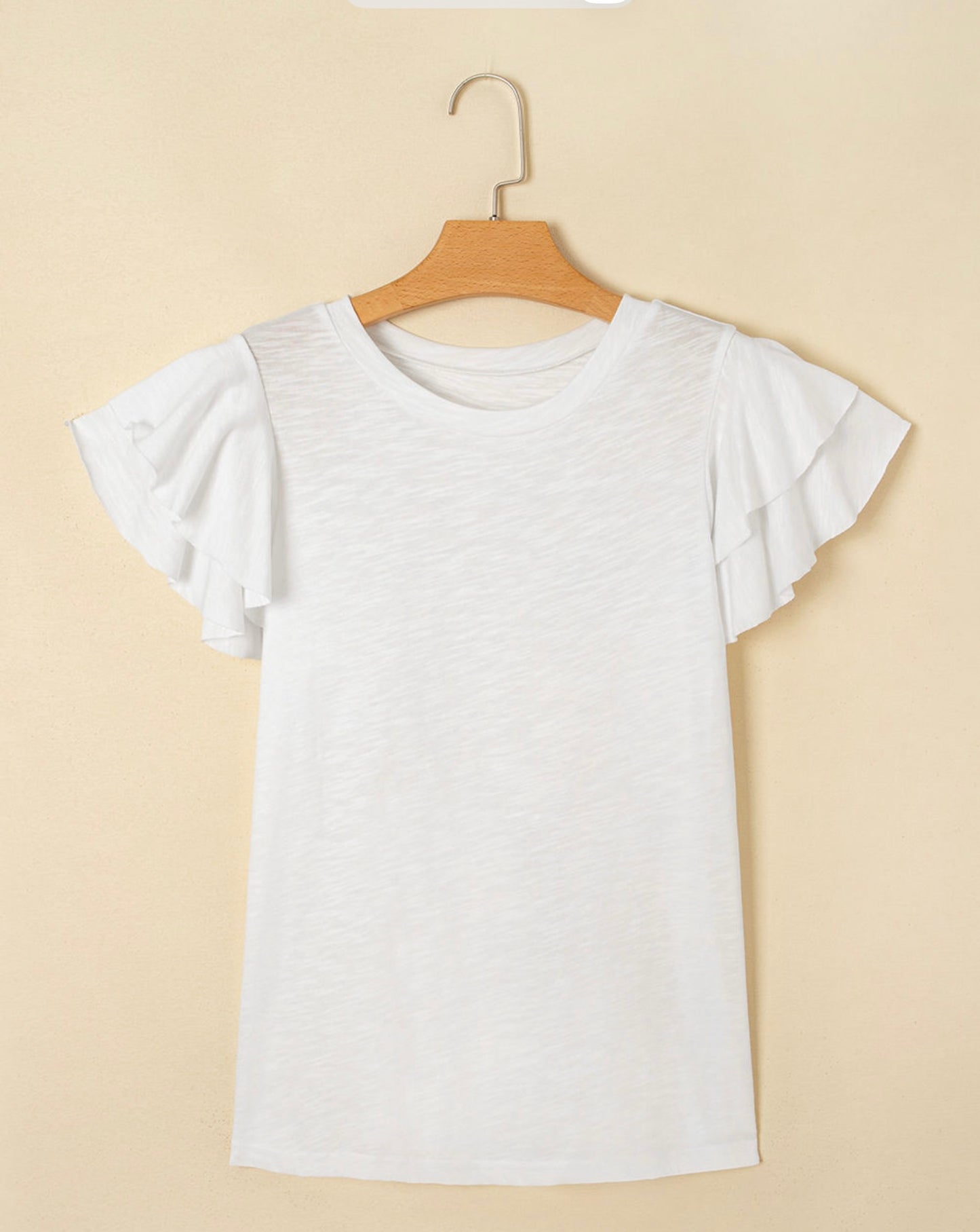 White Ruffle Sleeve Top