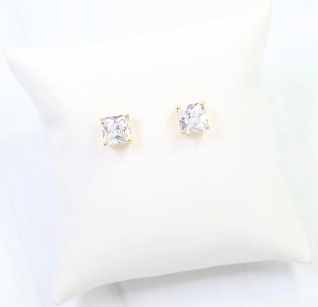Liza Square CZ Stud Earrings