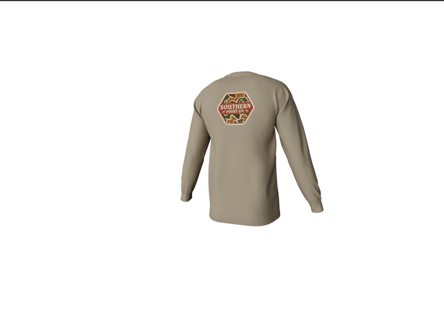 Camo Logo Long Sleeve Pocket Tee-Sandstone