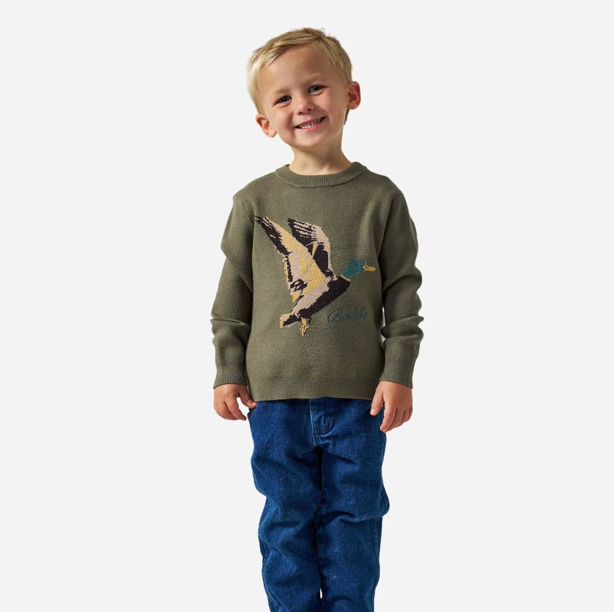Burlebo Youth Cabin Sweater-Olive Duck