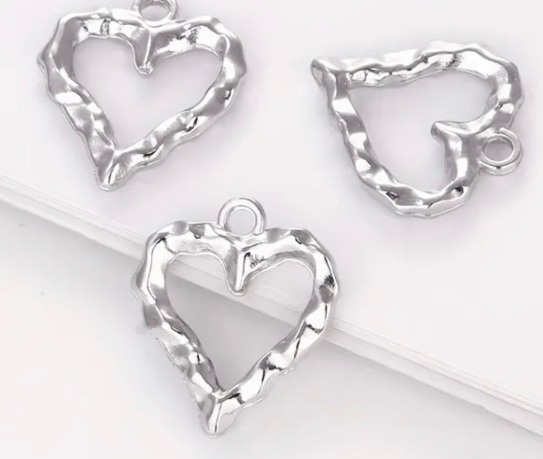 Silver Textured Heart Charm