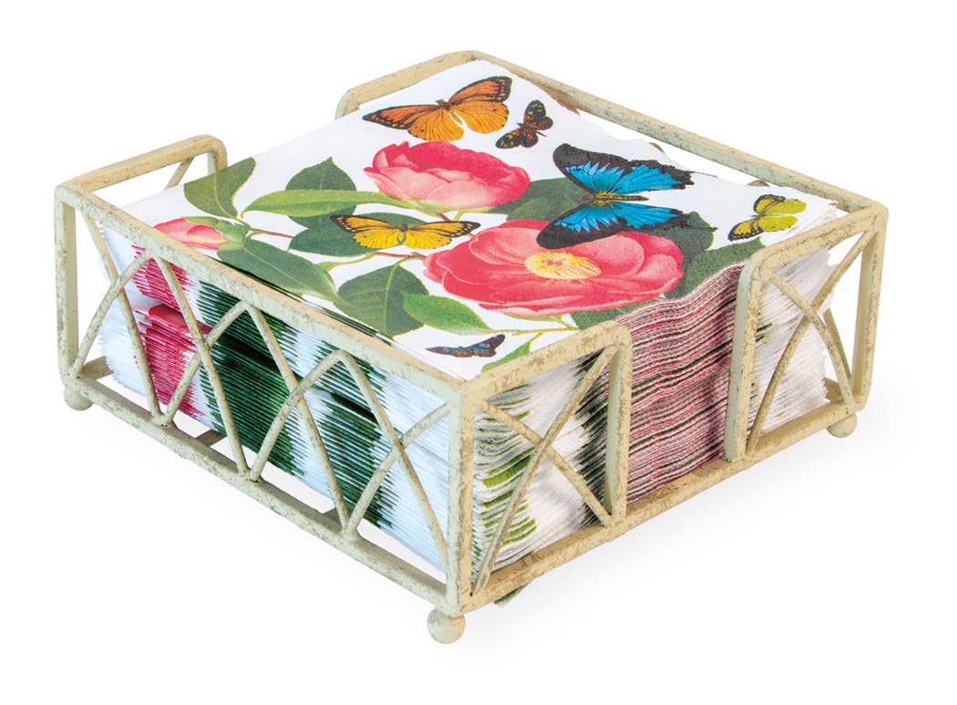 Paper Cocktail Napkin Metal Caddy Arch Antique White/Yellow