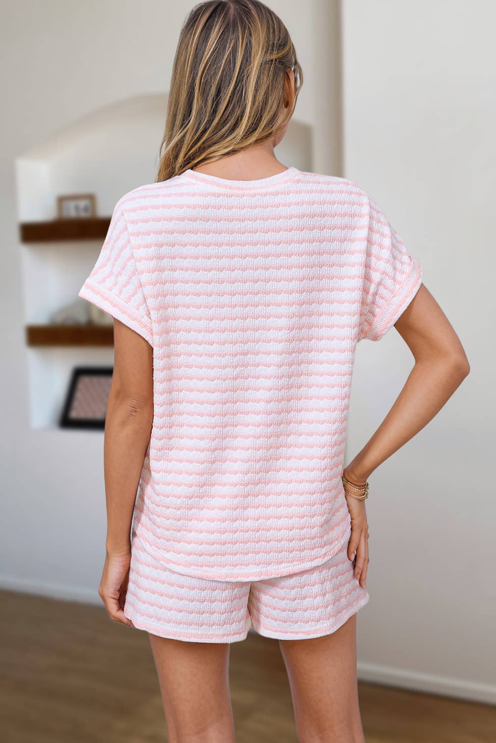 Stripe Knitted Top and Drawstring Shorts Set | S-XL