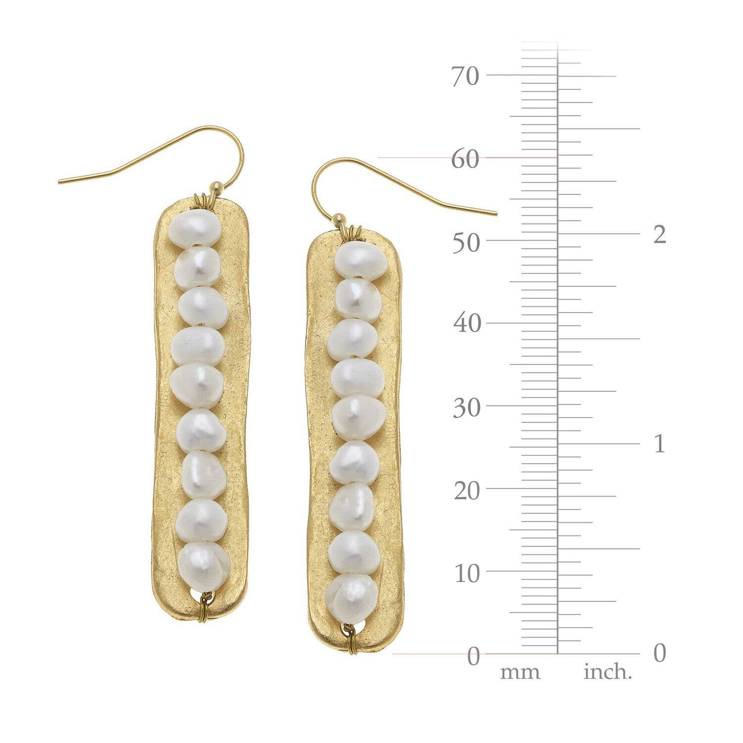 Genuine Freshwater Pearls on Gold Bar Earrings