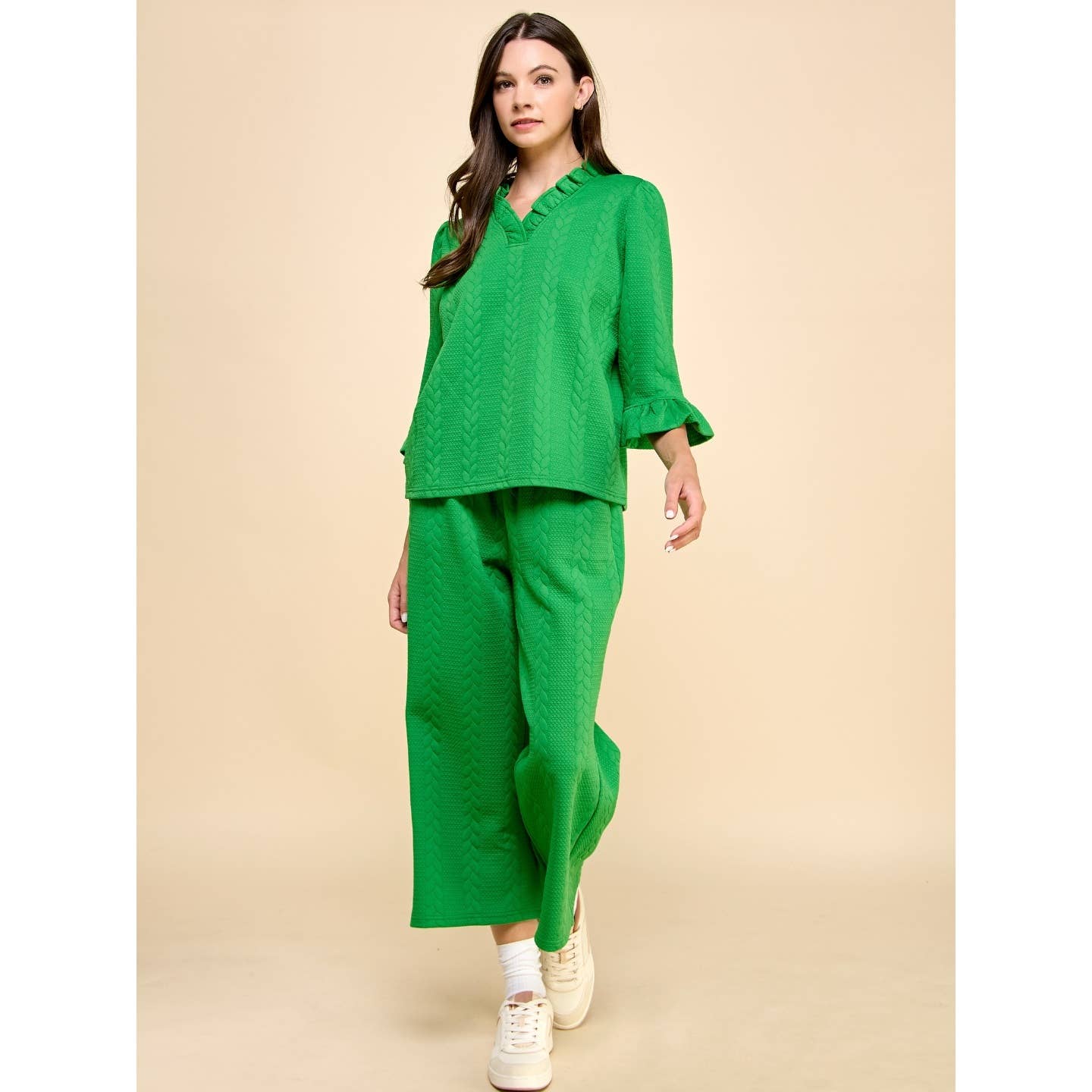 Twist Textured Knit Top and Pant Set