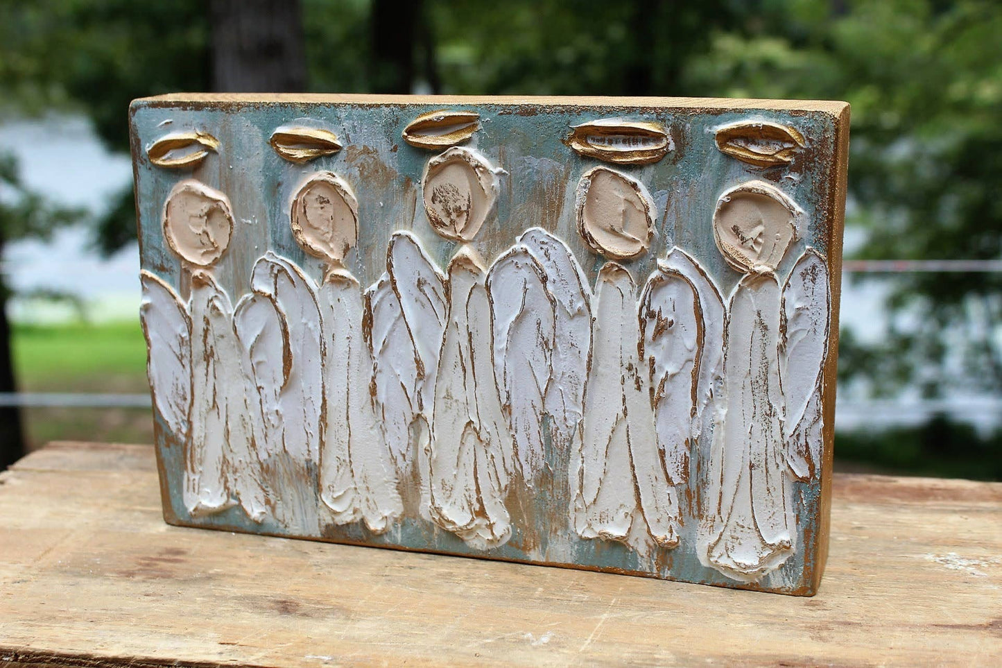 6x9 Hand Painted Myriad Angels Decorative Tabletop Object