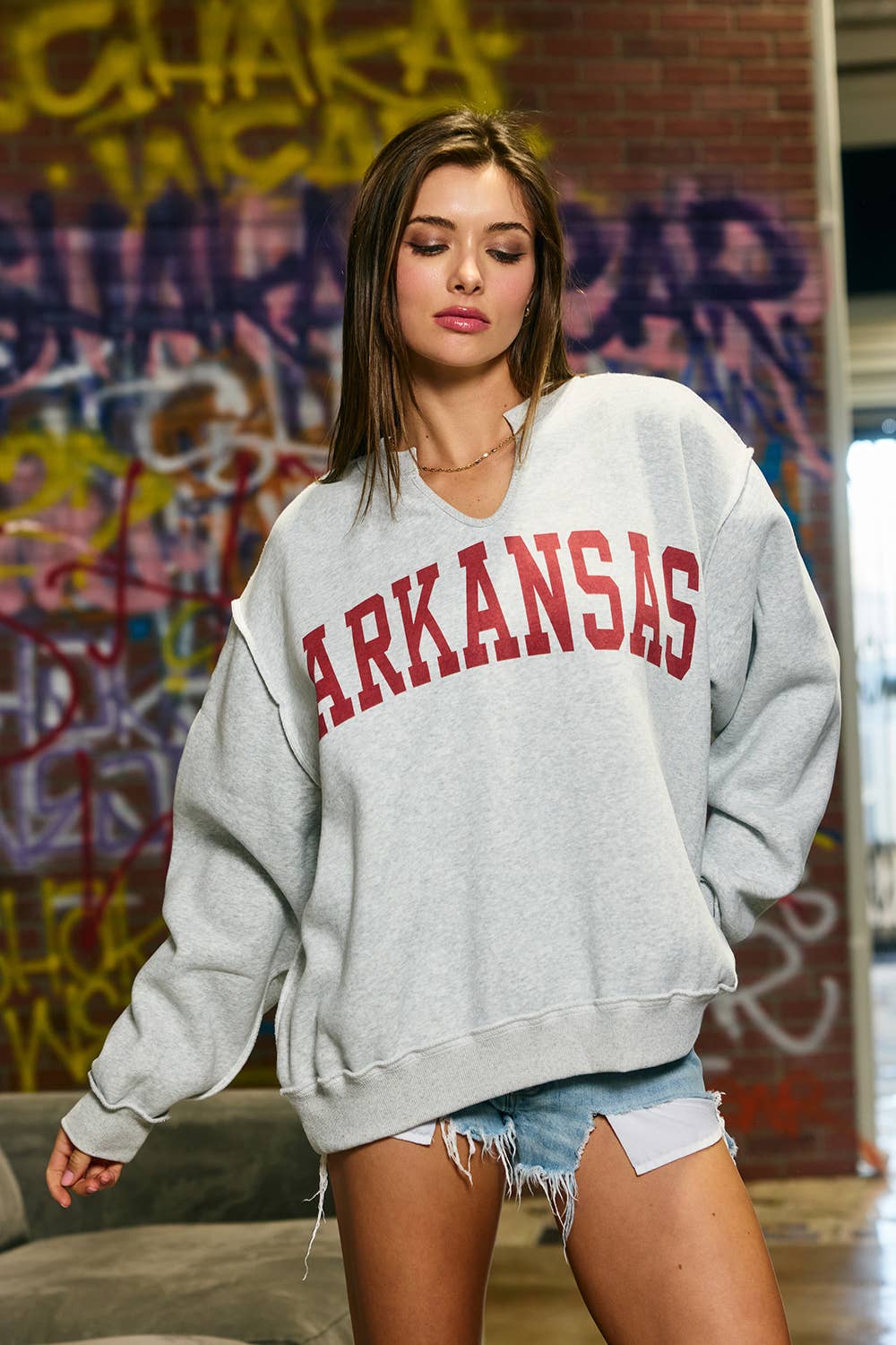 Arkansas Split-Neck Terry Sweatshirt