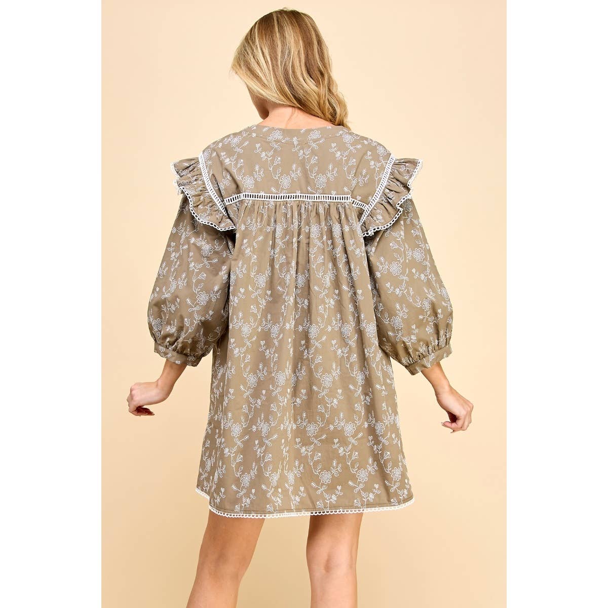 Ruffle Floral Lace Dress