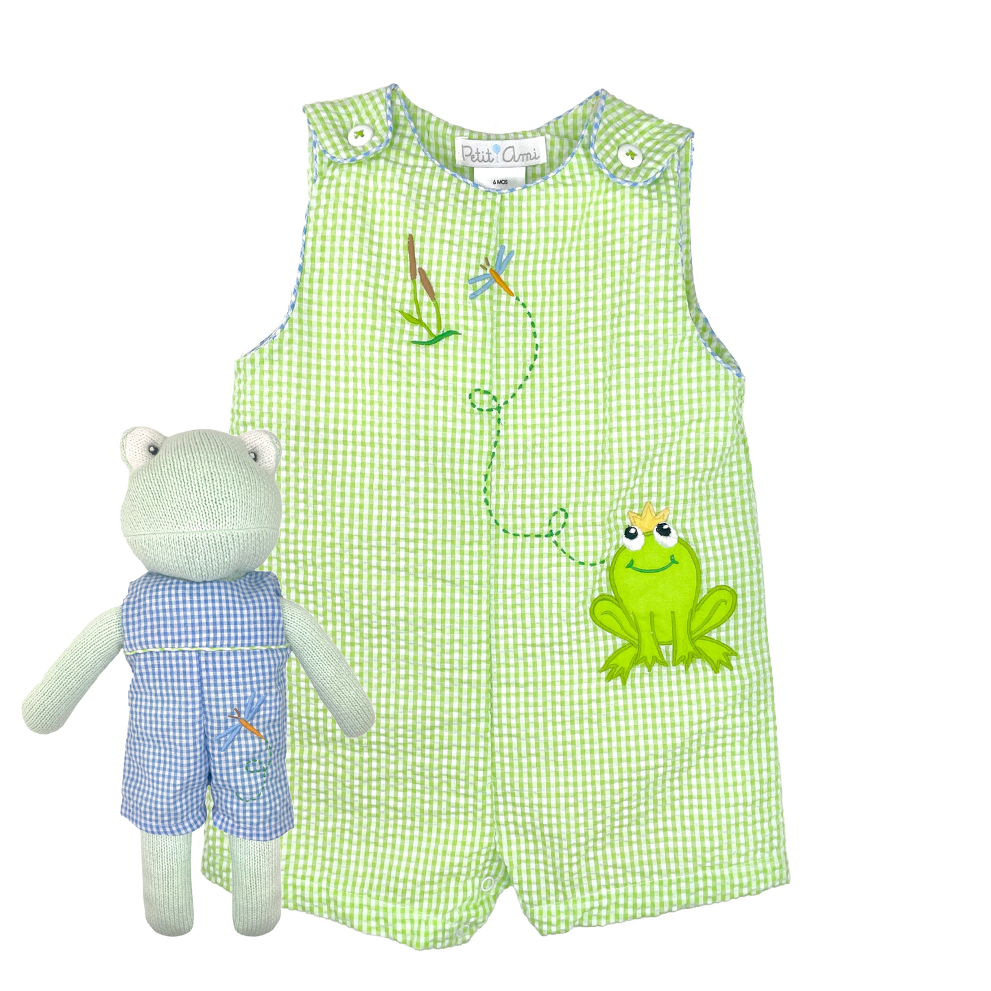 Sunsuit with Frog Applique and Embroidery