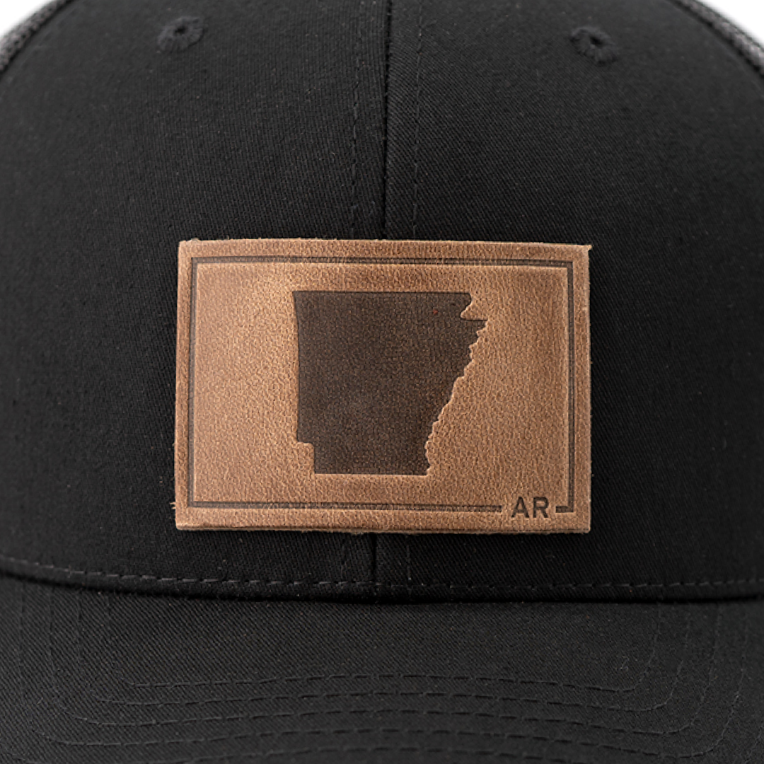 Arkansas Silhouette Hat | Leather Patch Trucker Hat