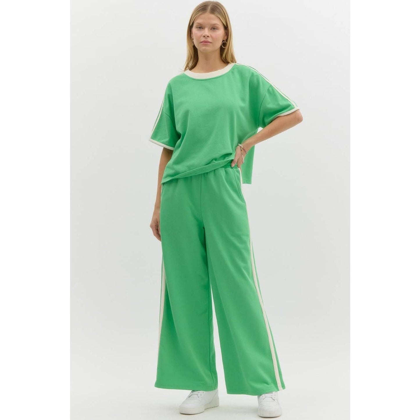 Solid french terry knit oversized top