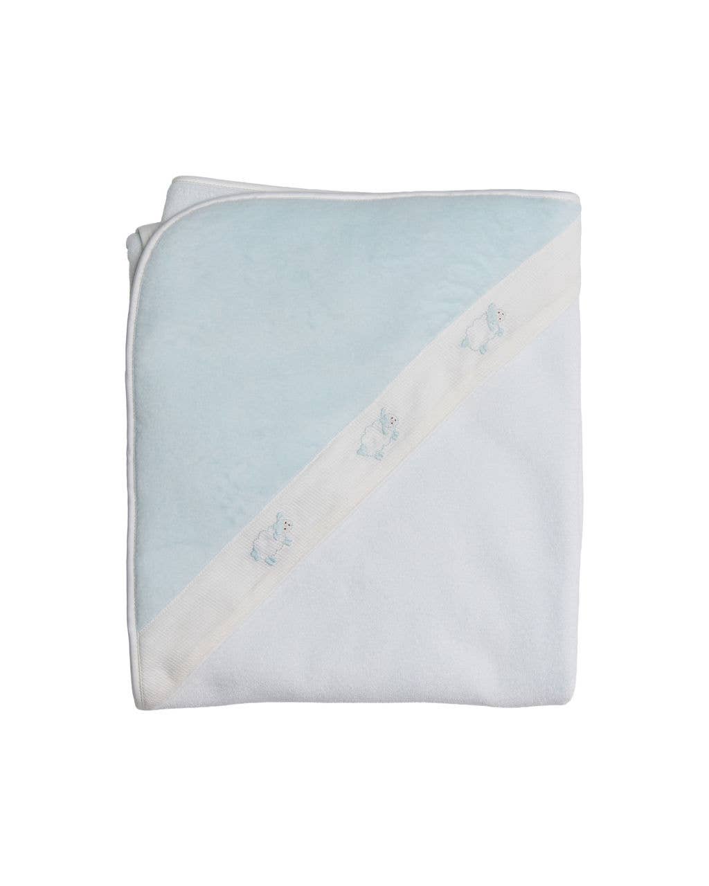 Embroidered Lamb Hooded Towel - Blue