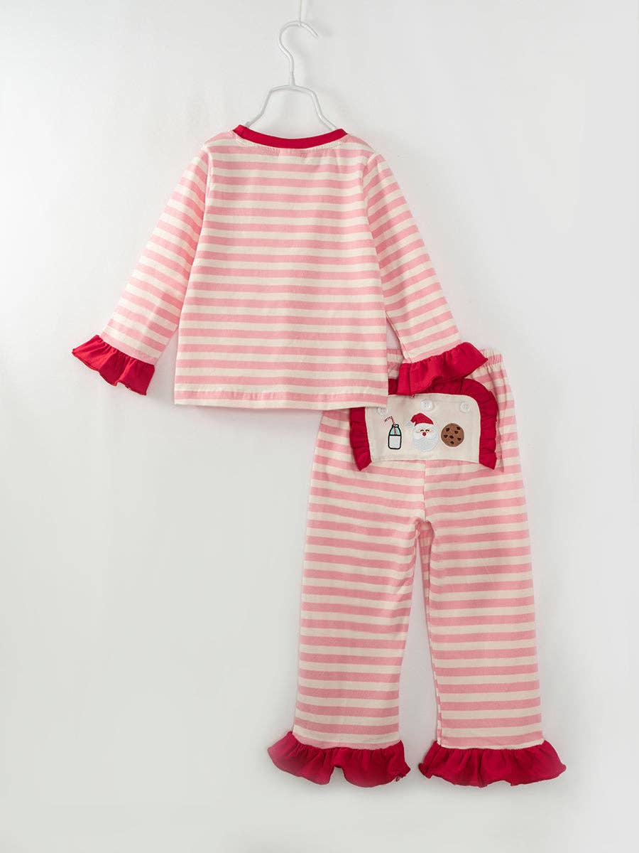 Christmas Stripe Ruffle Pajamas Set