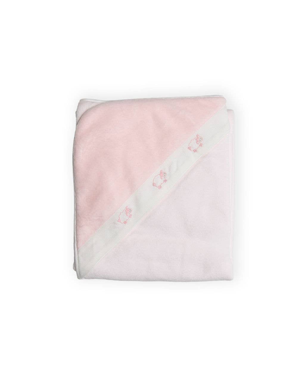 Embroidered Lamb Hooded Towel - Pink