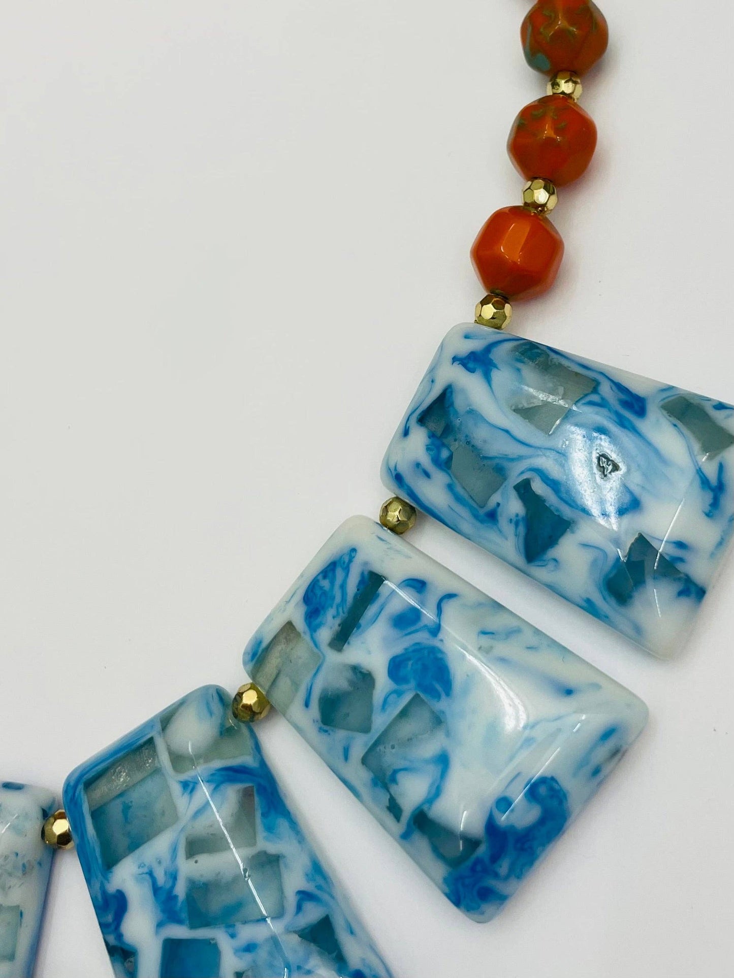 Beaded Block Collar (orange/ocean)